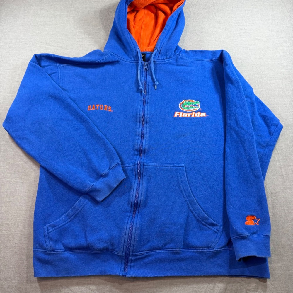 Starter Florida Gators Hoodie Mens Large Blue Excellent Full Zip NCAA Sweatshirt
